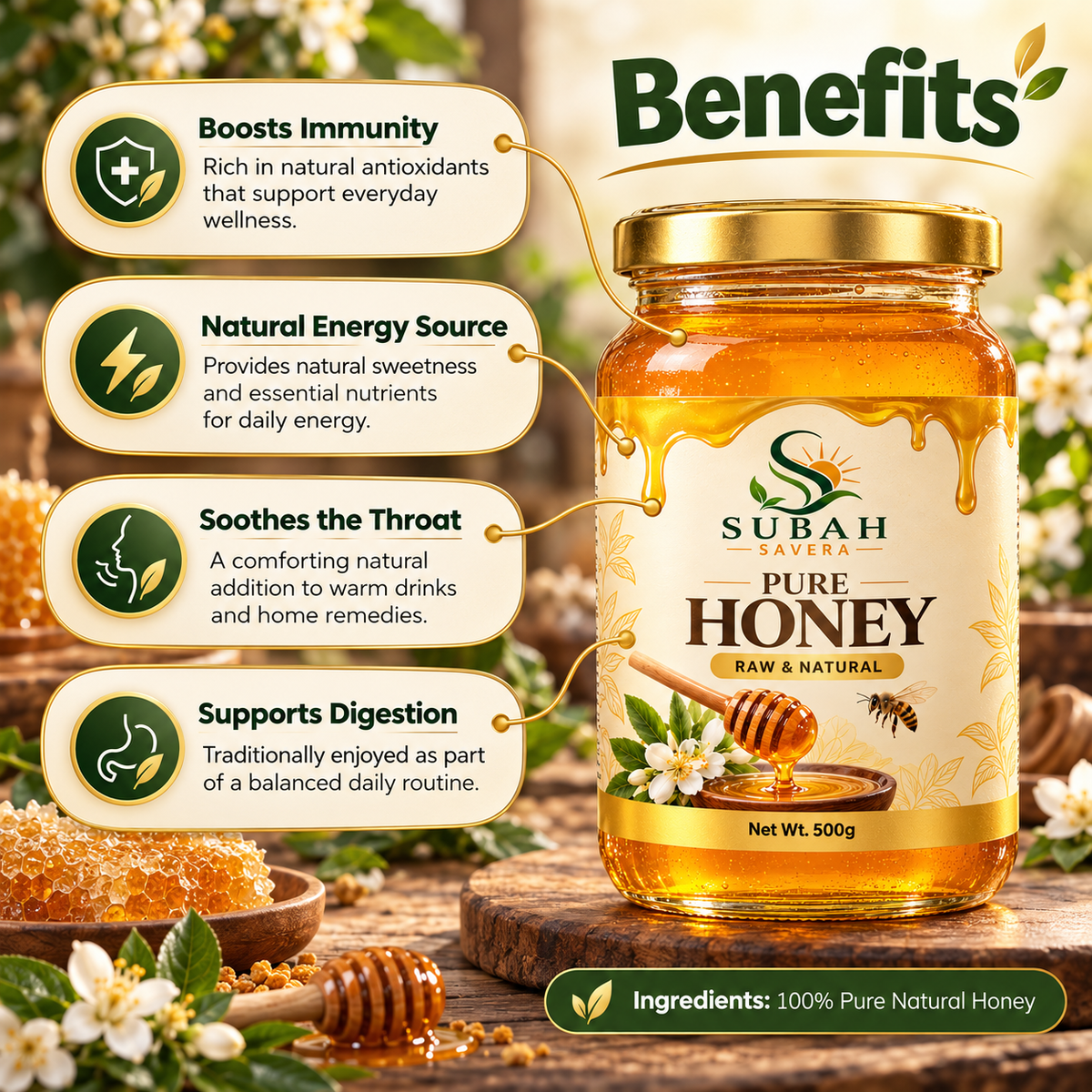 Subah Savera Pure Honey – Raw & Natural Honey