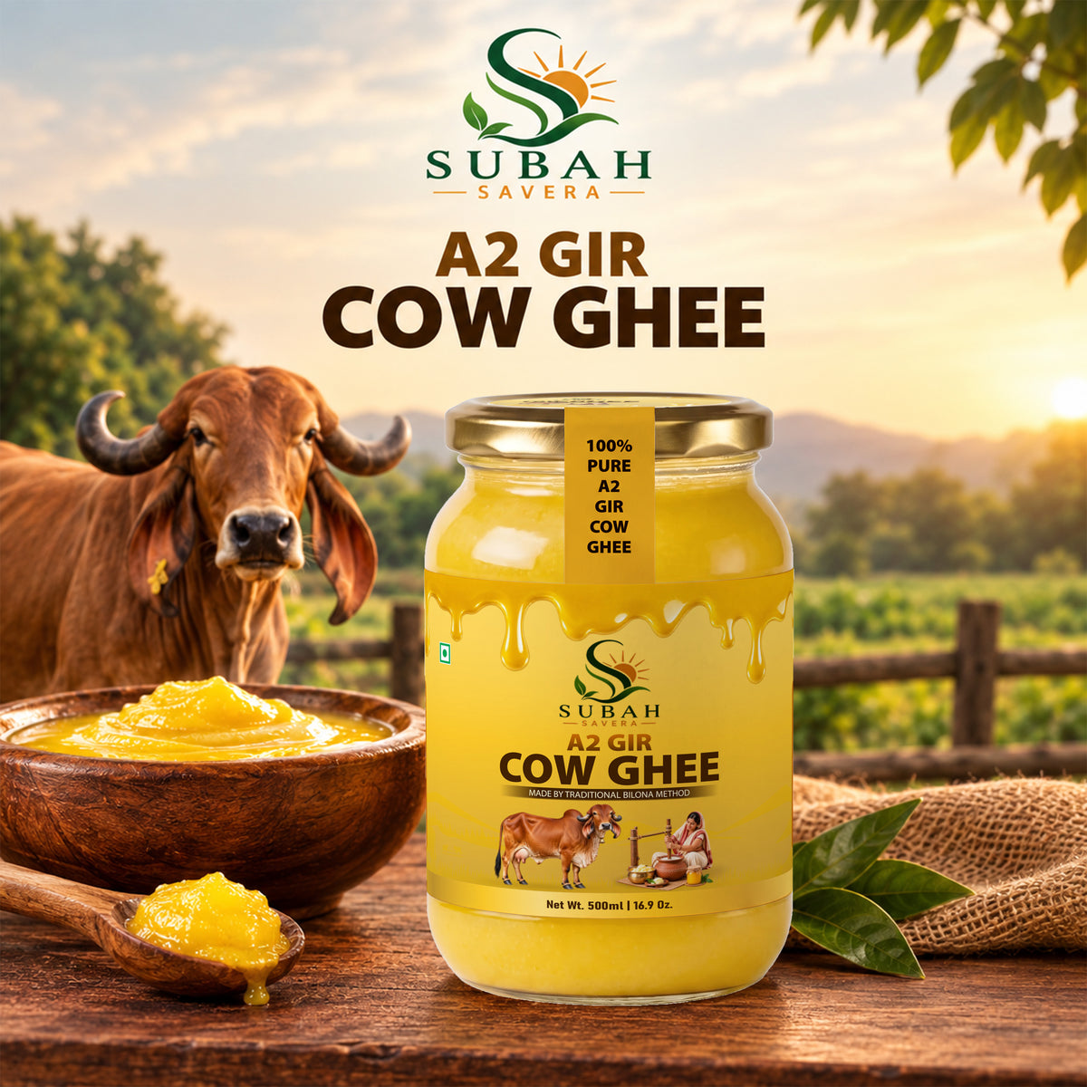 Subah Savera A2 Gir Cow Ghee – 100% Pure & Traditional Bilona Ghee